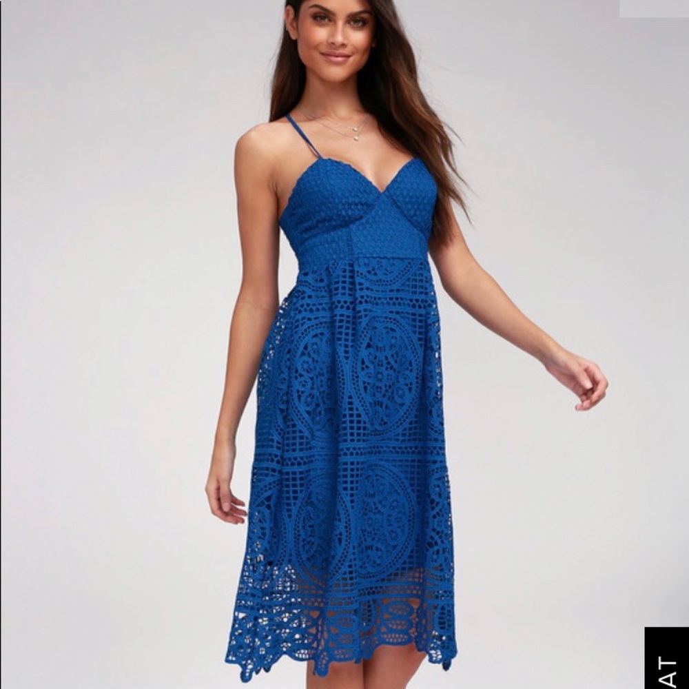 NWT Lulus Royal Blue Lace Dress